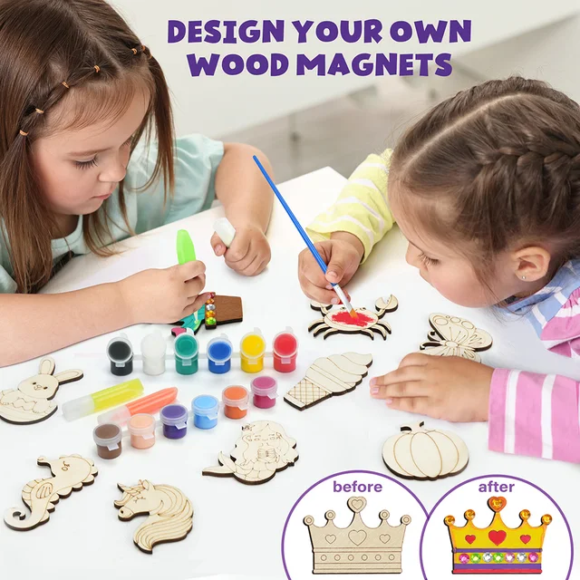 DIY Wooden Magnet Craft Kit for Kids that Glow in The Dark