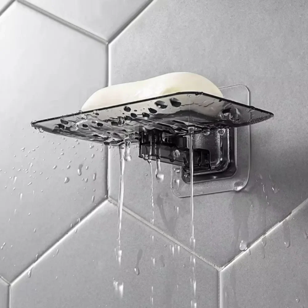 Soap Holder New Soap Rack No Drilling Wall Mounted Double Layer Holder Soap Sponge Dish Bathroom Accessories Dishes Self Adhesive