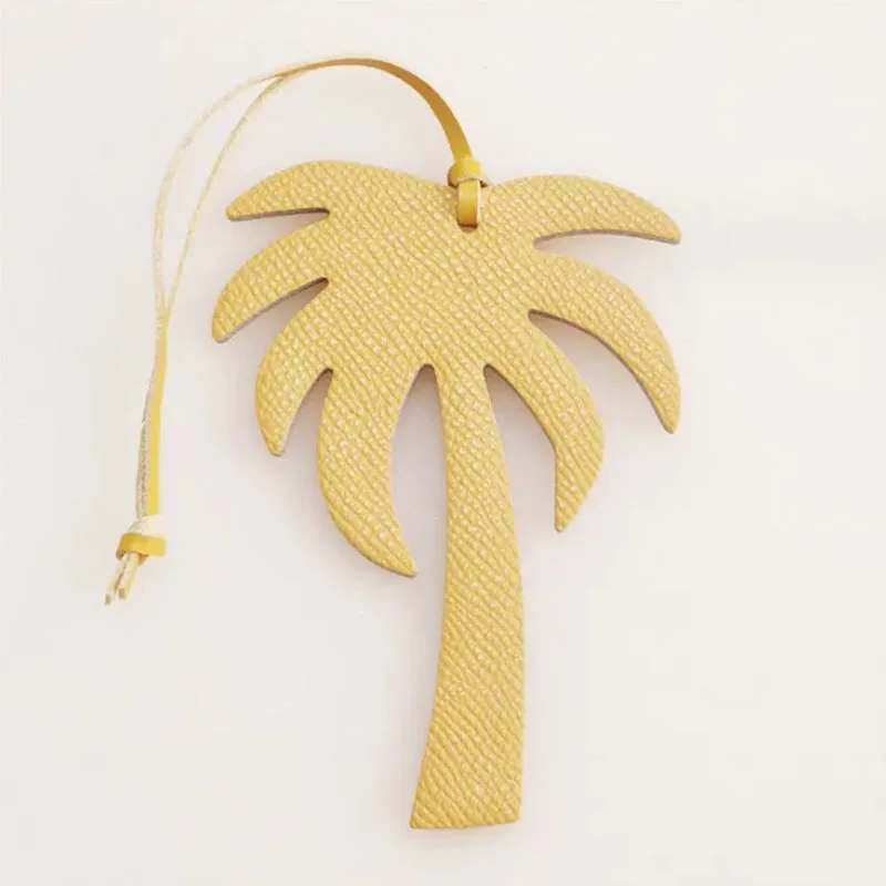 Coconut tree monochrome pattern women's good-looking bag pendant small accessories genuine leather keychain pendant 3