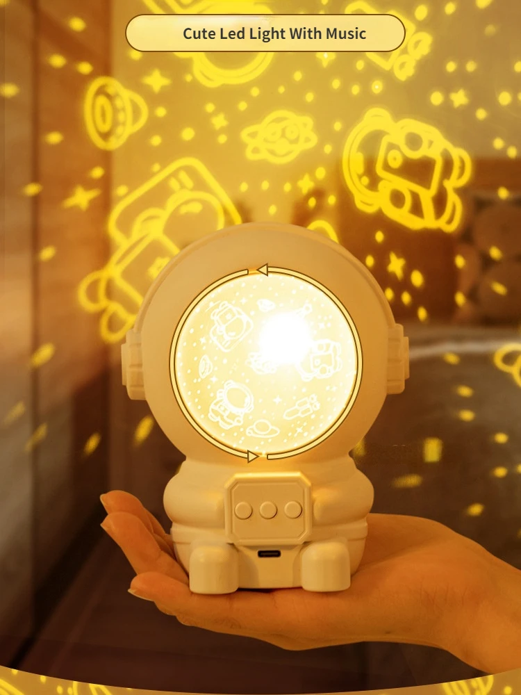 Creative Colorful Cute Astronaut Projector Night Lamps Cartoon Spaceman Bedroom Decors HD Projection Birthday Luminous Toy Gifts candle night