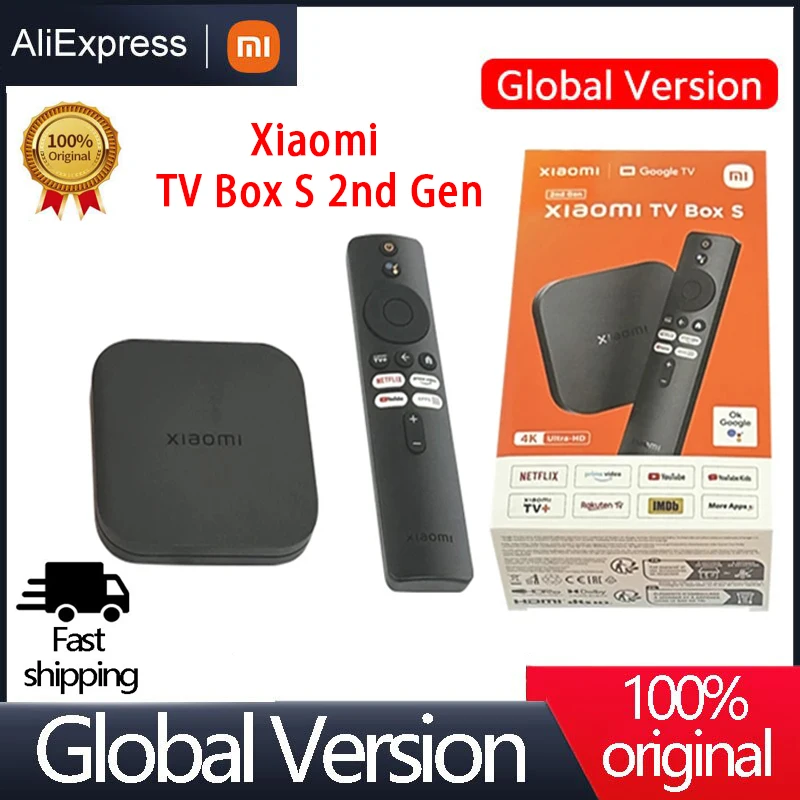 Global Version Xiaomi Mi TV Box S 2nd Gen 4K Ultra HD Android TV 2GB 8GB