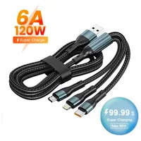 120W 3-in-1 USB Fast Charging Cable For iPhone