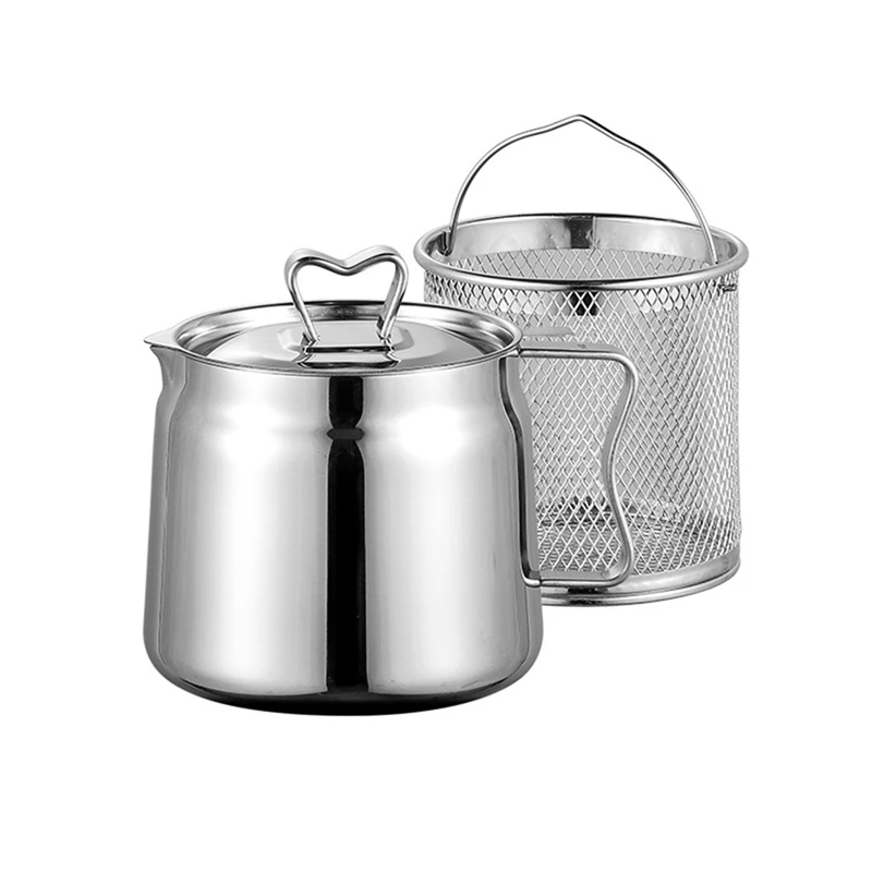 Oil Pot,Oil Pot Stainless Steel Large Capacity Oil Fryer And Filter Cup Combo Versatile Filter For Kitchen