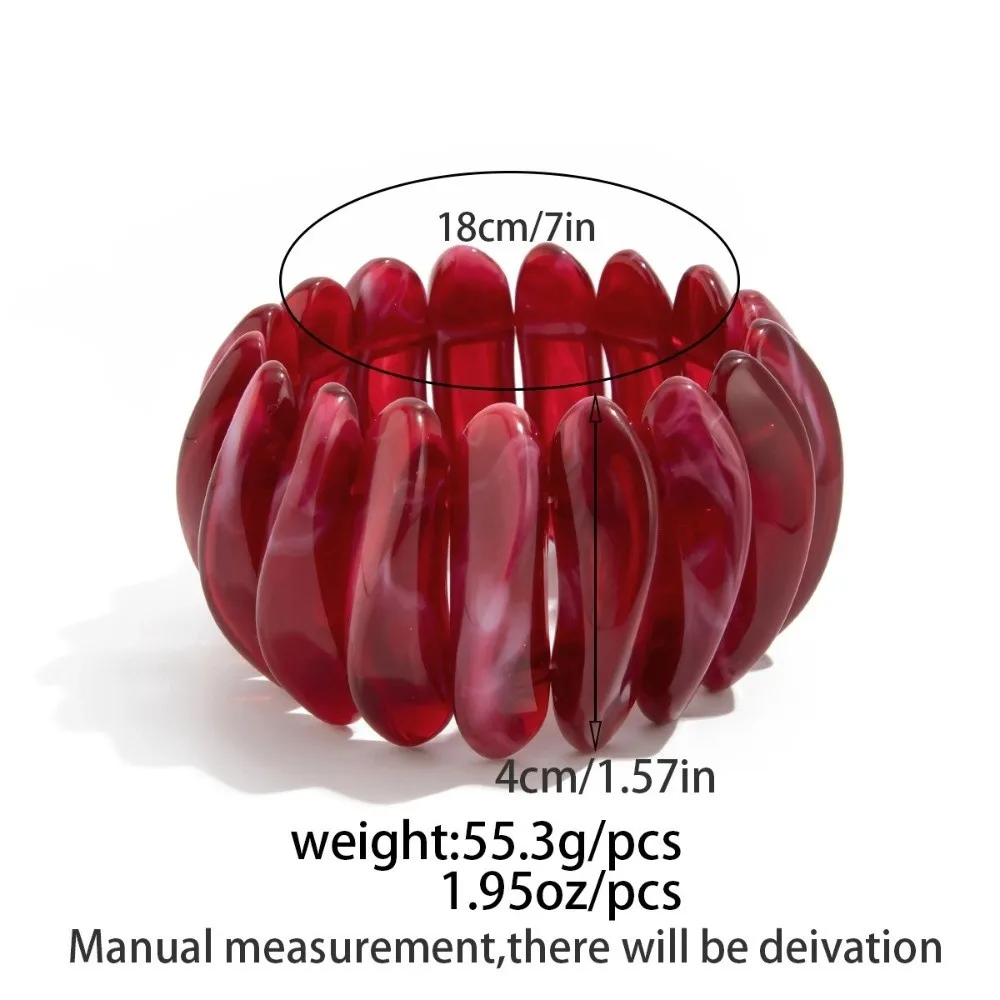 New Vintage Resin Bangles Irregular Red Bracelet Geometric Wide Ring Jewelry Accessories