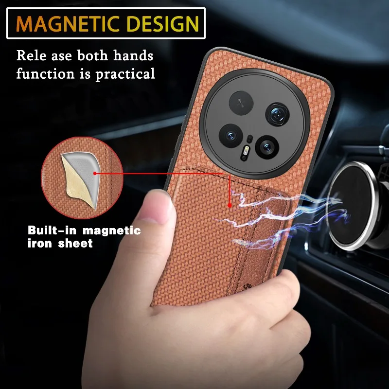 Magic 8 Pro Carbon Fiber Flip Leather Wallet Phone Case with Magnetic Stand