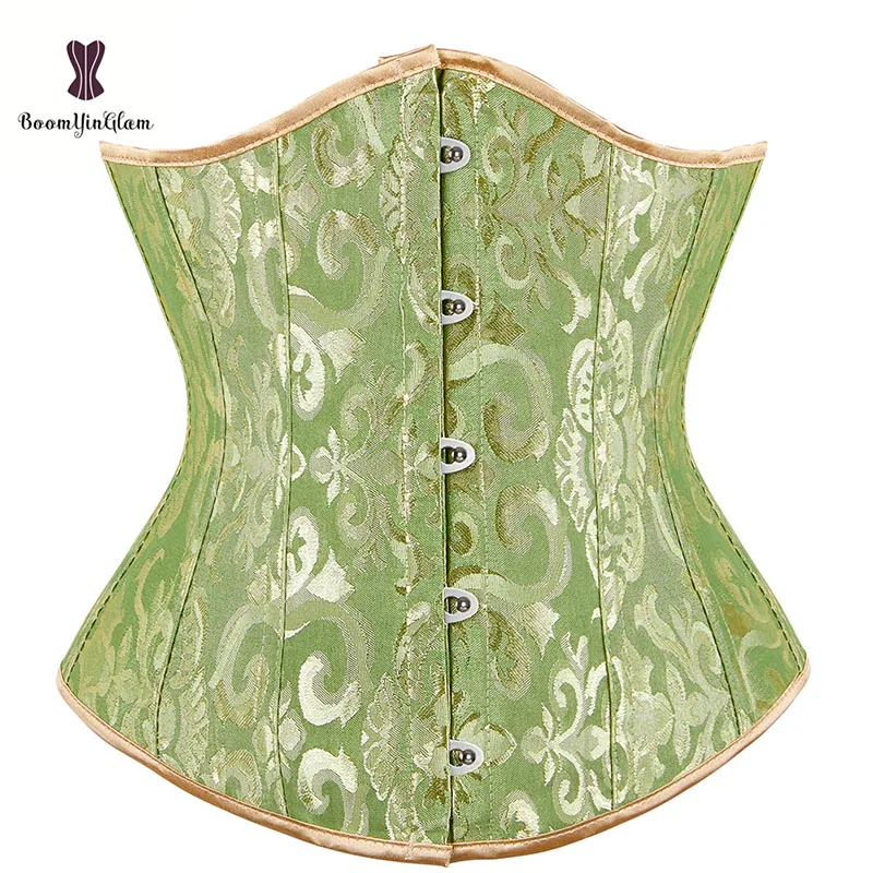 Green Corset Top Floral Underbust Bustier Women Daily Outwear Corselet 6XL Plus Size Korset Solid Elastic Boned Corsets Korsett
