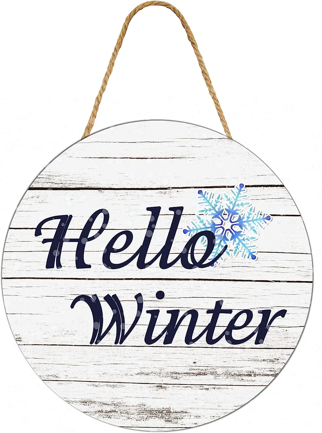 

Christmas Signs Hello Winter Round Hanging Wooden Sign Yard Snow Outdoor Hanging Decorations For Home Farmhouse Gift For Family