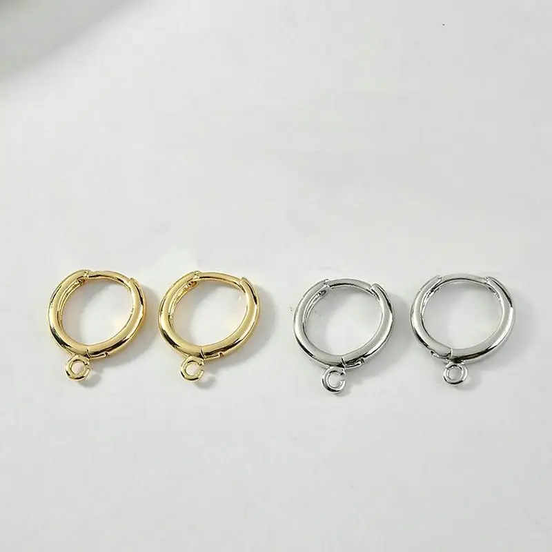 10PCS 14MM 14k Gold Color plated Round Earring Clasps Hooks For DIY Earring Accessories jewelry making supplies