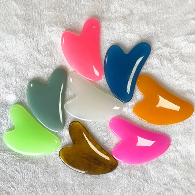 

Resin Coloured Heart-Shaped Scraping Board Full Body Massage To Unblock Meridians Guasha Piece Care Gua Sha Massager