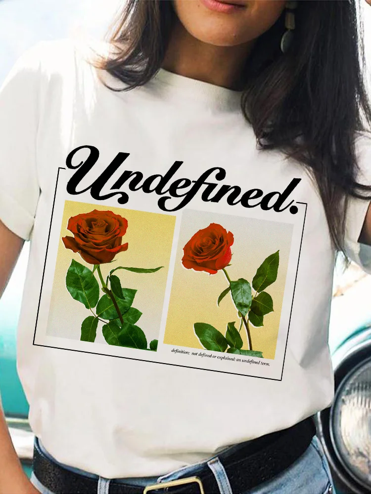

Red Rose Print T-shirt for Woman Casual O-neck Short Sleeves Youthful Aesthetic Women Tshirts New Design Graphic Tee Tops