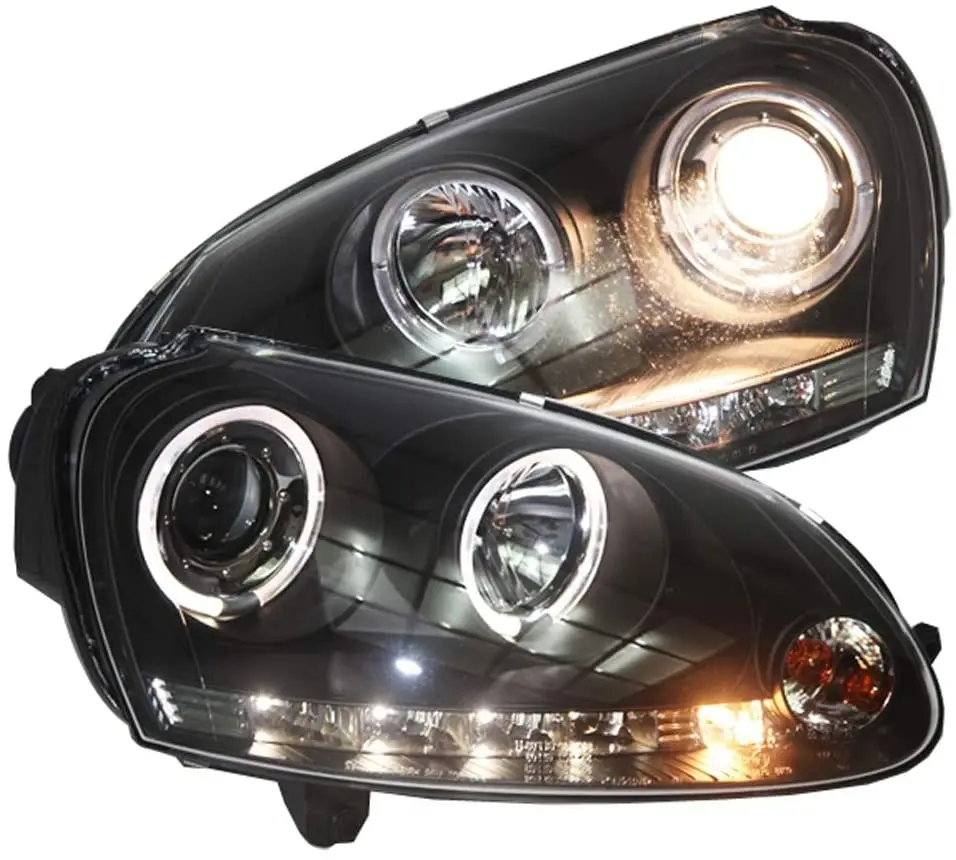 Per Volkswagen Golf 5 Mk5 Led Angel Eyes Fari Lampada Anteriore Custodia Nera Da 2003 A 2008 Anni