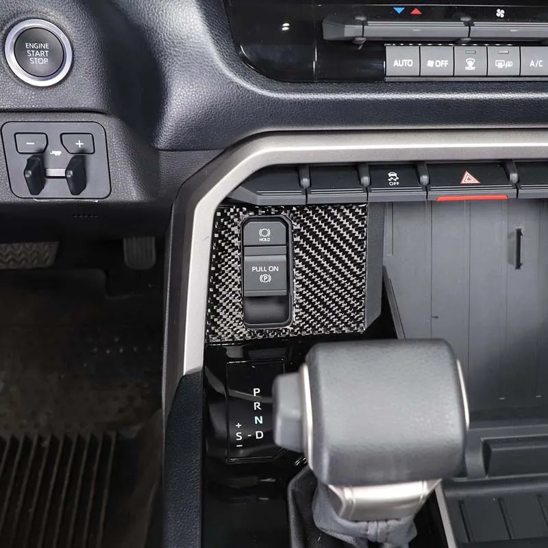 

For Toyota Tundra for Toyota Sequoia 2022-2023 Soft Carbon Fiber Car Handbrake Switch Frame Cover Trim Sticker Accessories