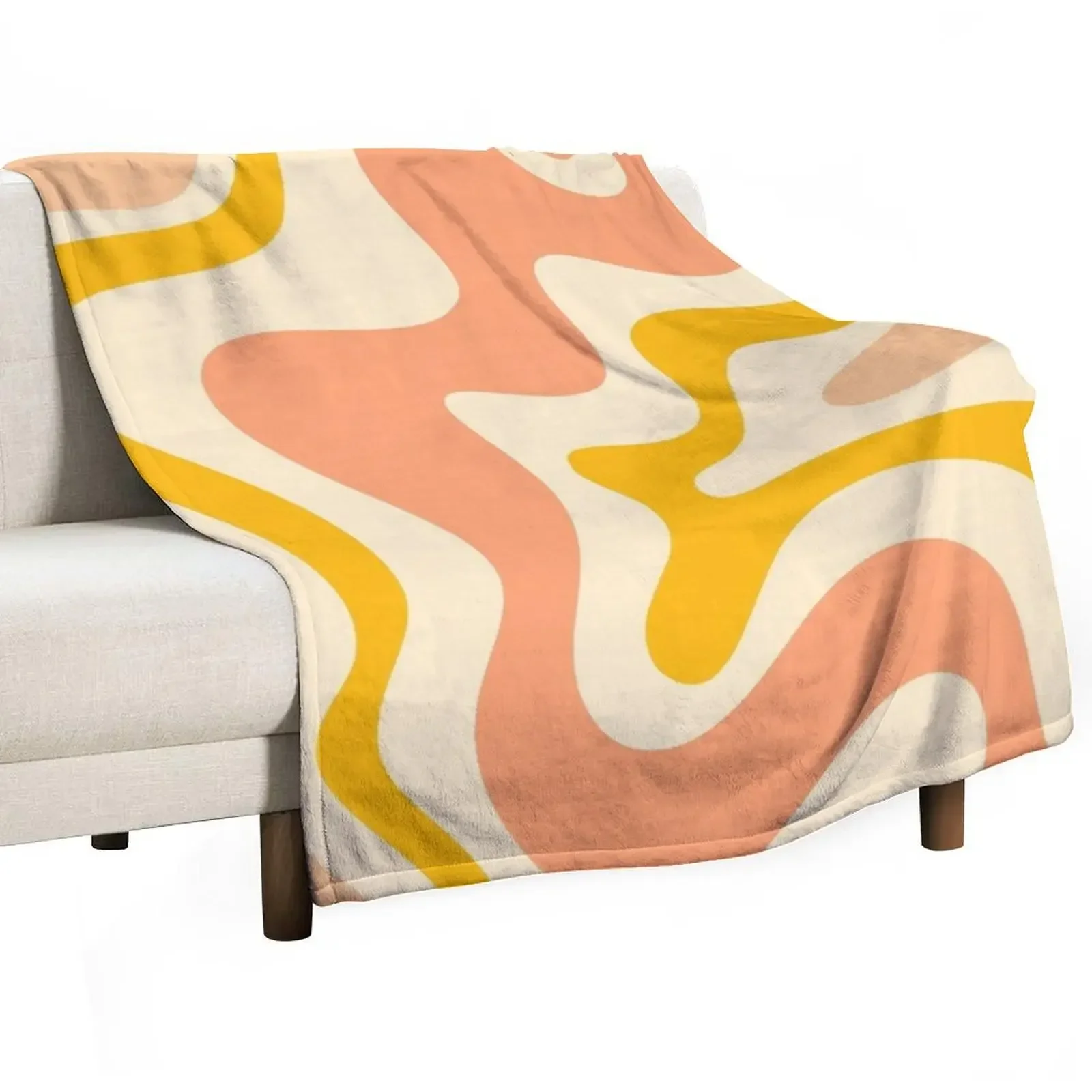 

Retro Liquid Swirl Abstract Pattern in Mustard Yellow and Warm Peach Blush Tones Throw Blanket Bed linens Cute Blankets