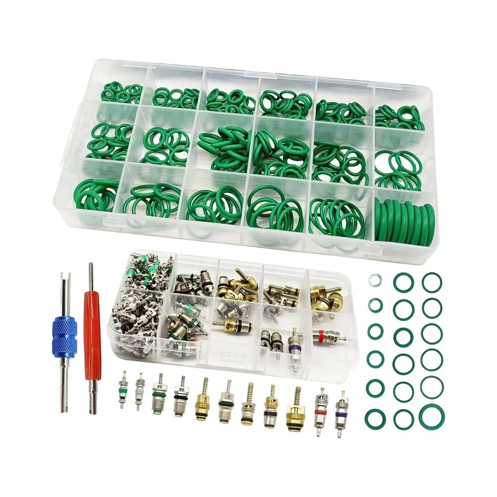 Kit di Riparazione per Aria Condizionata Auto da 372 Pezzi, Set di O-Ring R12 R134a, Valvole e Componenti per Linee di Refrigerazione Auto - Image 2