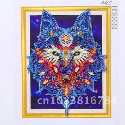 

Special Shape Diamond Painting Cross Stitch Animal Handmade Gift Diamond Embroidery Wolf Partial Drill Kits Mosaic DIY AZQSD