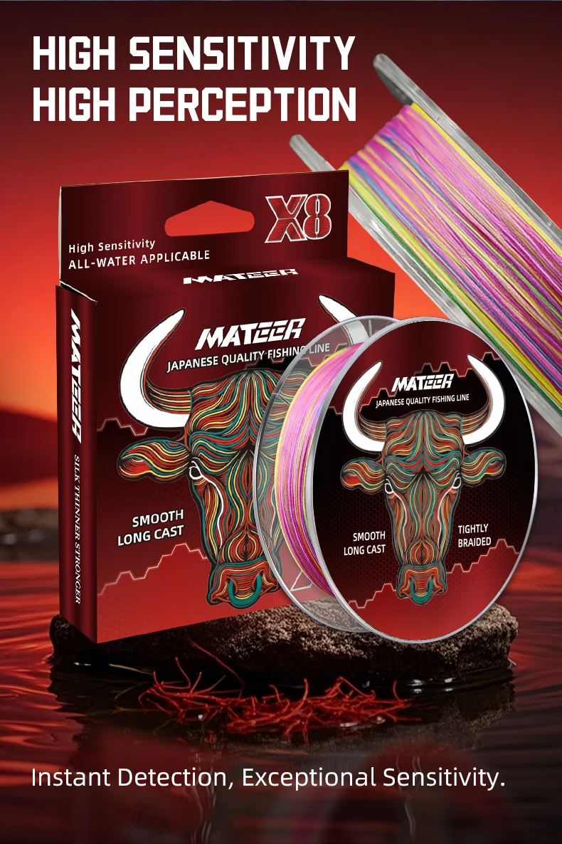 Neue RedBull X8 Geflochtene PE-Angelschnur 100/150/200M 0,6-6,0 Japanische Qualität Multifilament Angelschnur Hochfeste Stränge Hauptschnur – Detail 4