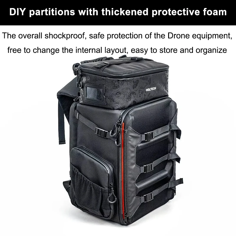 Sac à dos HGLRC pour drone FPV porté, avec sangles de fixation et housse de pluie