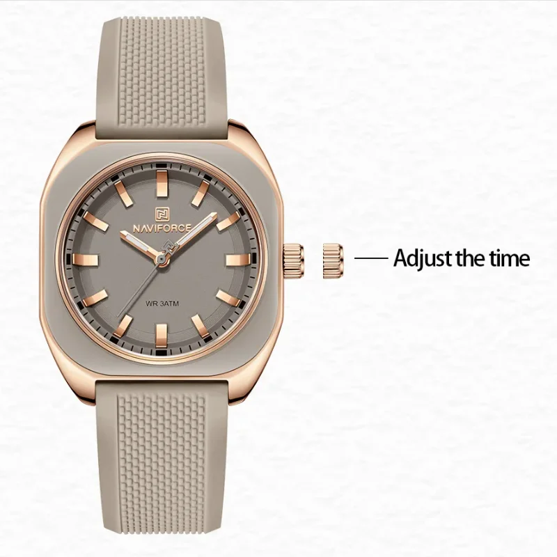 NAVIFORCE Fashion Women's Casual Elegant Simple Polygon Quartz Silicone Watch Gift for Women Wristwatch Casual Relogio Feminino womens watch