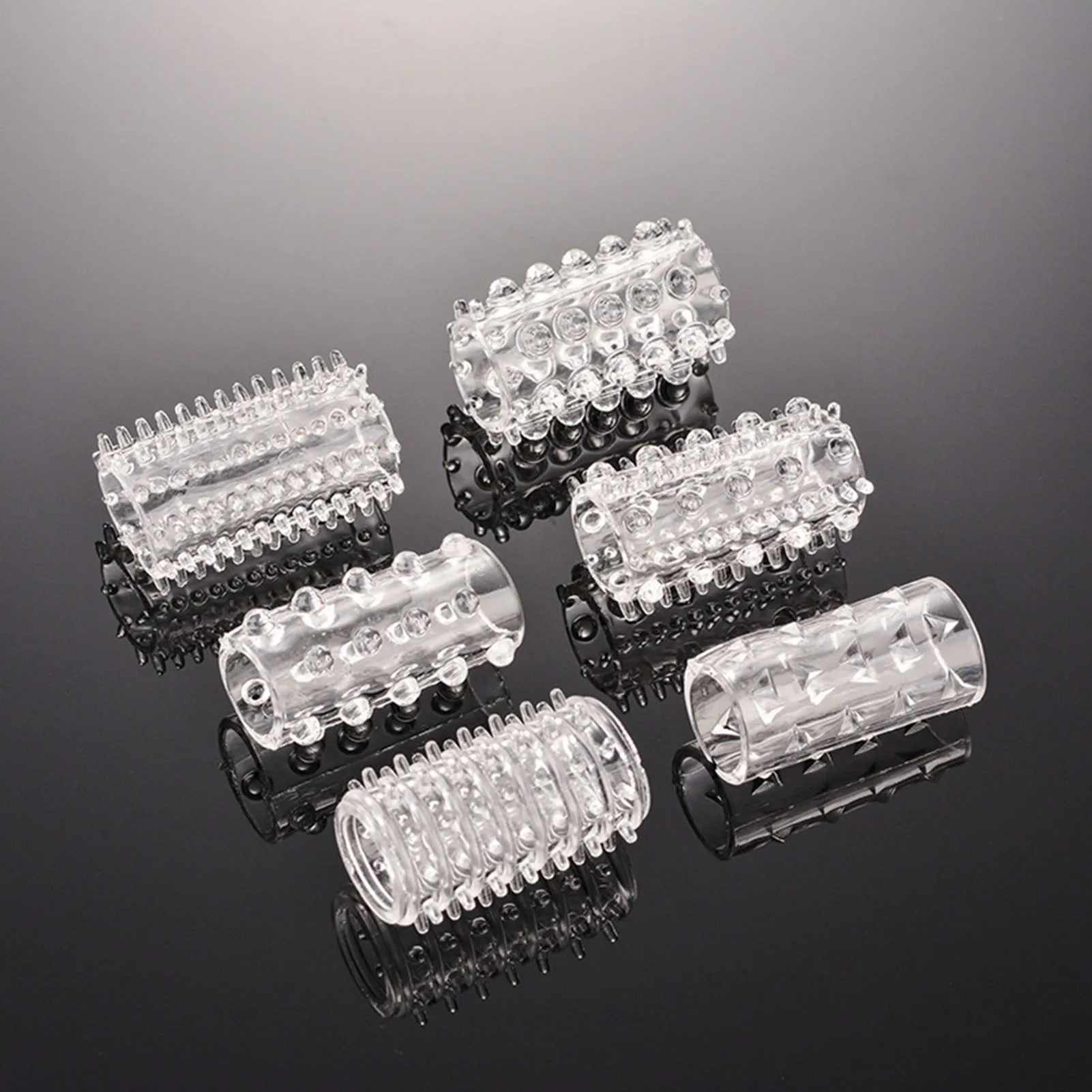 Sex Toys 6pcs Clitoris Stimulator Finger Condoms Big Spikes Sex Toys Female Vagina Stimulation Finger Sleeve For Men Adult Supplies