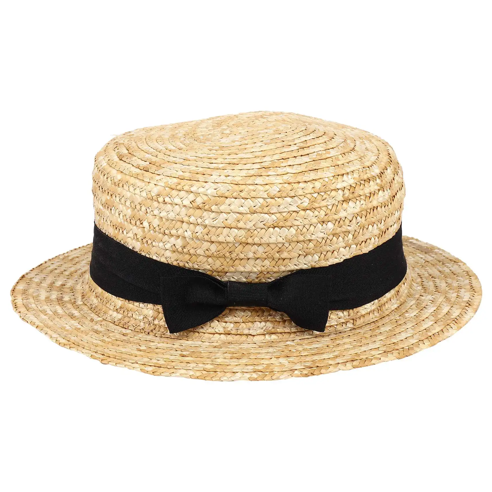 

Cute Child Girls Straw Hat Bowknot Sun Hat Kids Brim Beach Summer Boater Beach Ribbon Round Flat Top Fedora Hat