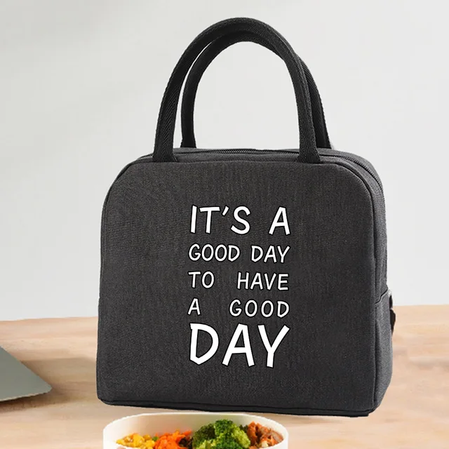 Insulated Lunch Bag  Zipper Cooler Tote Thermal Bag Lunch Box  Canvas Food Picnic Lunch Bags for Work Handbag Food Pattern 4Food016