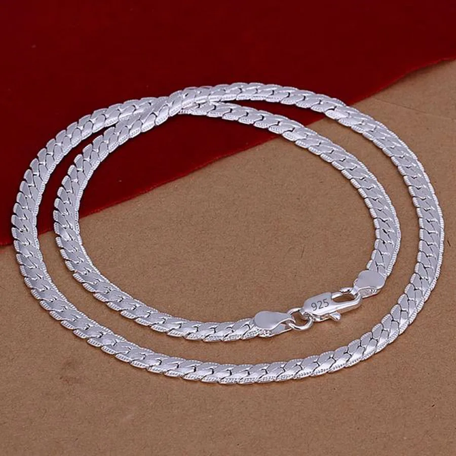 

18-60cm SIZE 925 sterling Silver luxury brand Top design Necklace 6MM Chain For Woman Men Fashion Wedding Engagement Jewelry