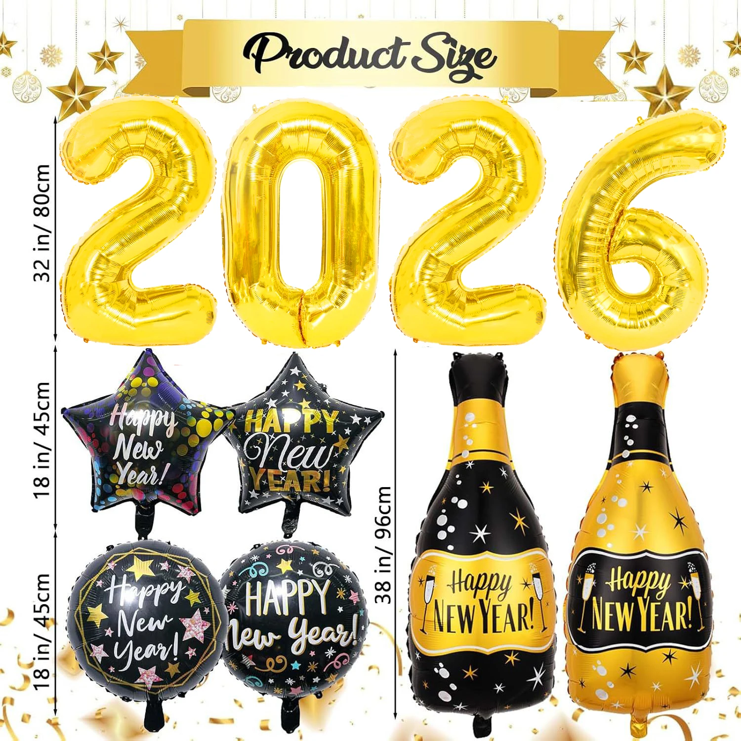 Happy New Year 2026 Balloon Kit – Complete NYE Party Supplies & Decorations