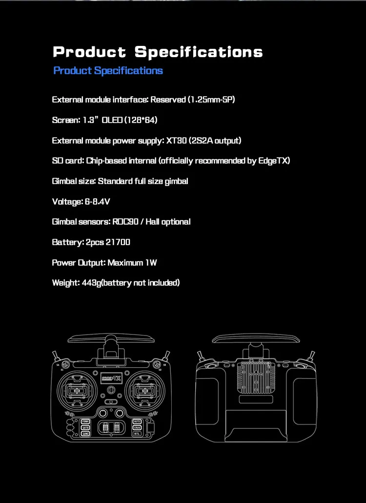 Jumper T20 T20S Transmitter, gimbal sensor: ROCgd Hall optional Battery: Zpcs 2