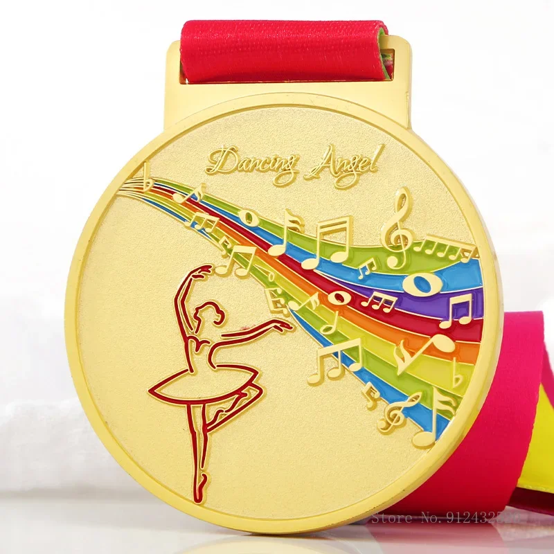 Customizable Logo Metal Medal, Singing and Dancing Medal, Gold and Silver Bronze, Competition Awards, Home Decoration, 3Pcs