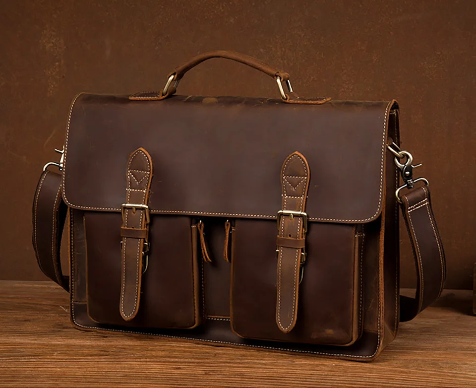 Brown Convertible Laptop Backpack Briefcase