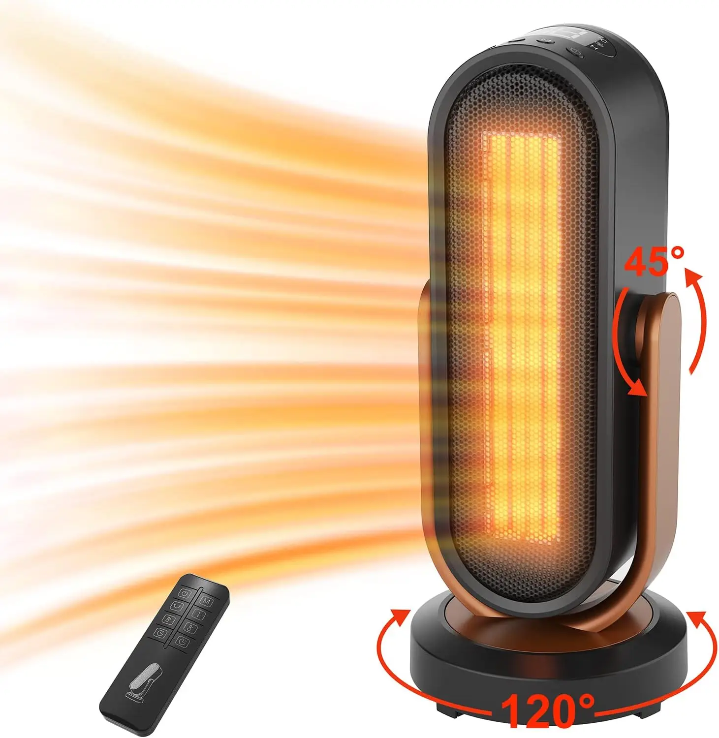 

Heater, 1500W Fast Ceramic Heater with Thermostat, Remote Control, Oscillating, Tip-Over& Overheating Neck warmer electric Foot