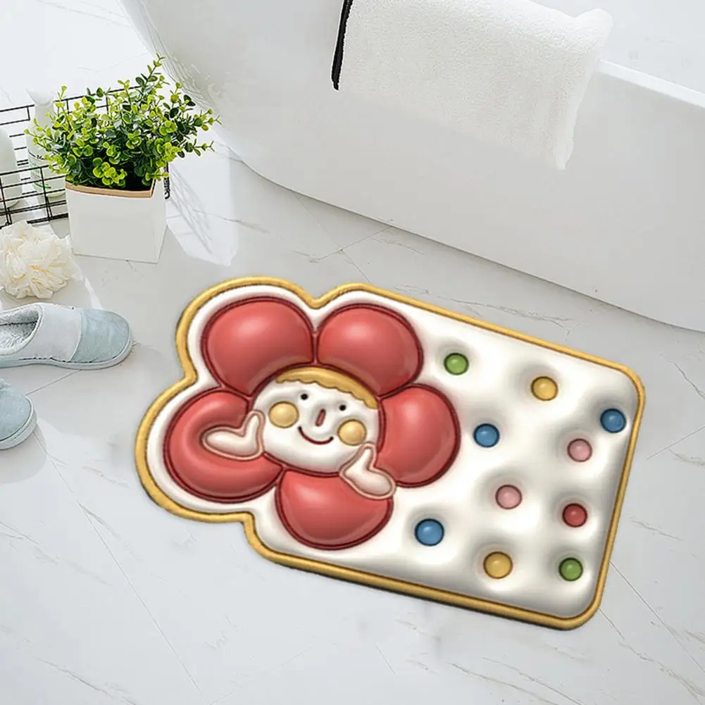 

Cartoon Doormat Useful Unique Shape 3D Visual Effect Skid-Resistant Area Rug Bathroom Floor Mat Bathroom Supplies