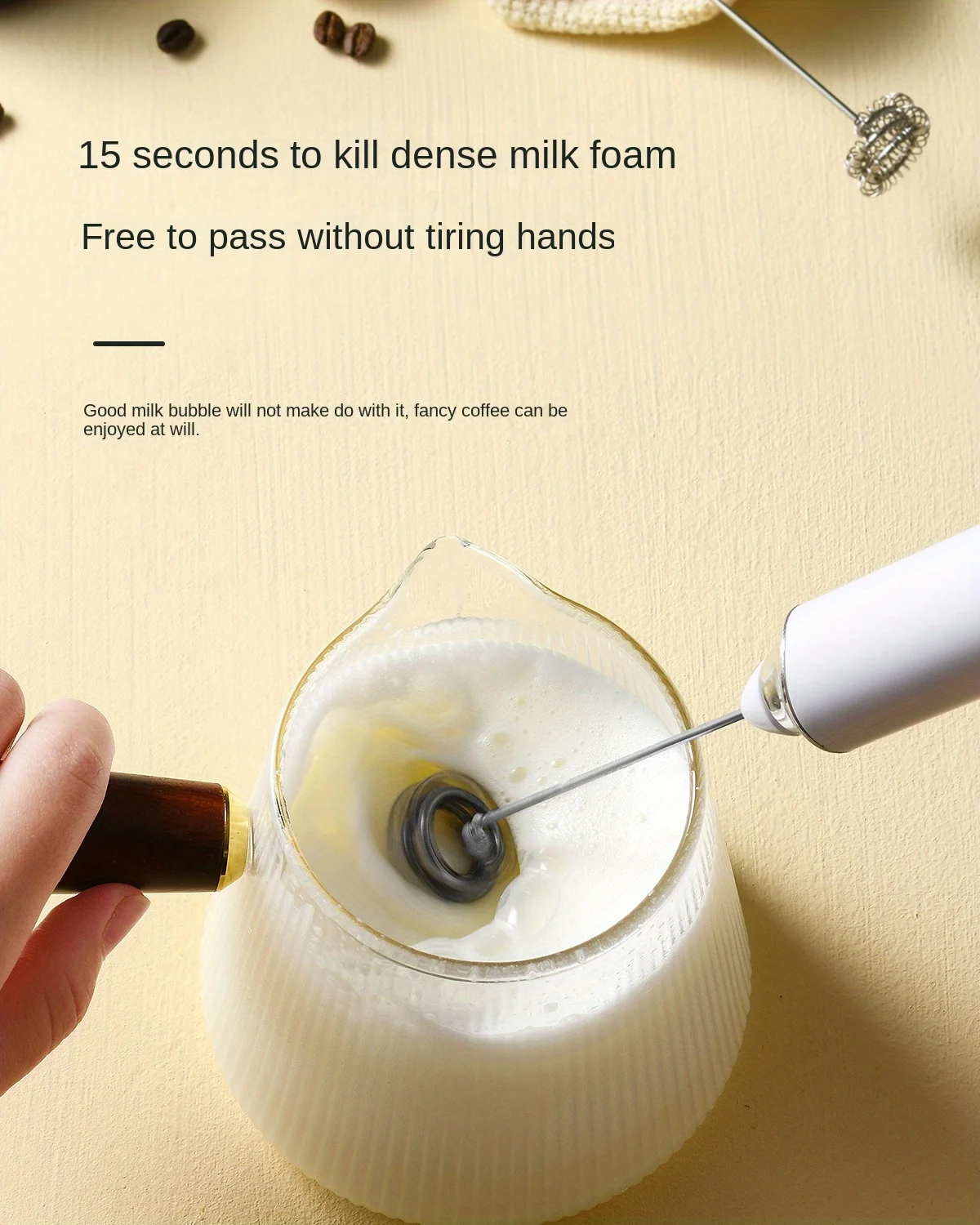 Description Picture 5 of itemMilk Frother Rechargeable Handheld Electric Whisk Coffee Frother Mixer with 3 Stainless whisks 3 Speed Adjustable Foam Maker Ble