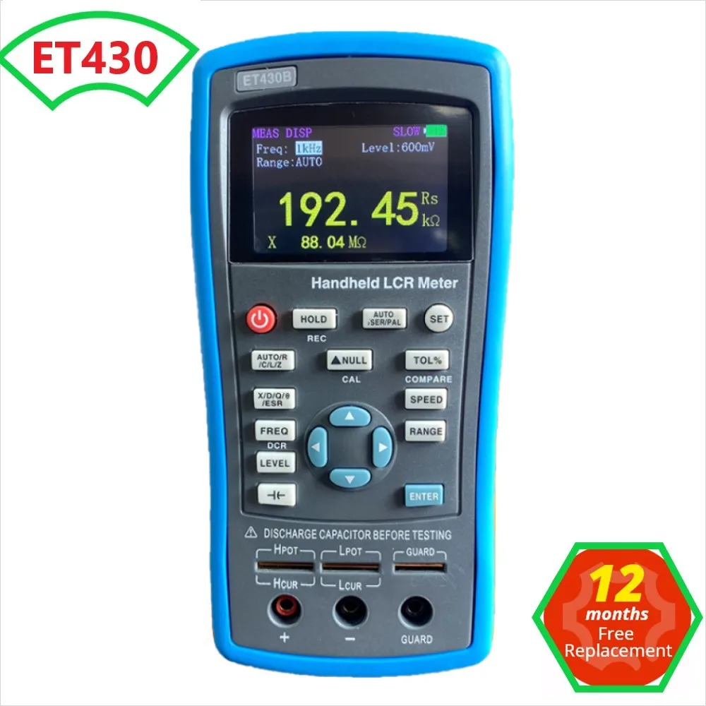 이스트 테스터 ET430 멀티미터 휴대용 LCR 디지털 브리지 커패시턴스 인덕턴스 저항 테스트, 2.8 인치 TFT 디스플레이