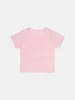 Children's Short sleeved 2024 Summer Girls Pink T-shirt Cotton Breathable Mesh Short sleeved Shirt Girl Thin Solid Color T-shirt 1