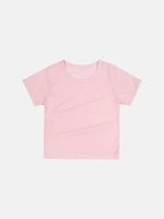Children's Short sleeved 2024 Summer Girls Pink T-shirt Cotton Breathable Mesh Short sleeved Shirt Girl Thin Solid Color T-shirt 1