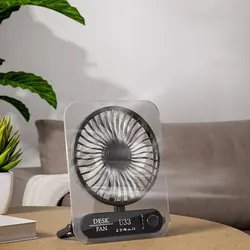 Lenovo Ultra Quiet USB Rechargeable Transparent Desk Fan (Black)