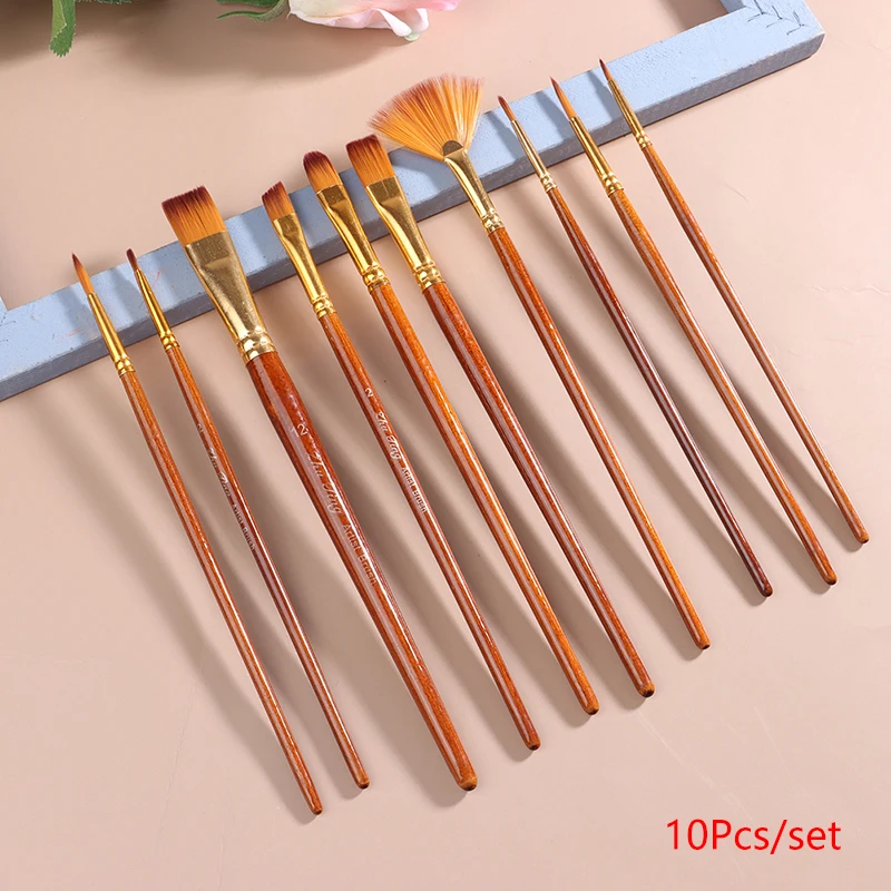 

10Pcs Paint Brushes Set Artist Paint Brush Multiple Mediums Brushes With Nylon Hair For Acrylic Aquarelle Painting Art Supplies