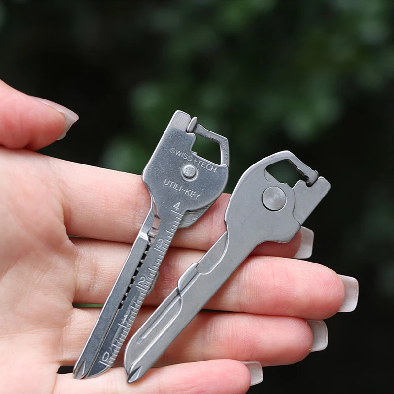 1PC Multi Function Folding Tool Keychain Opener Screwdriver EDC 6 In 1 Utility Outdoor Survival Rescue Pocket Plier KeyRing Tool