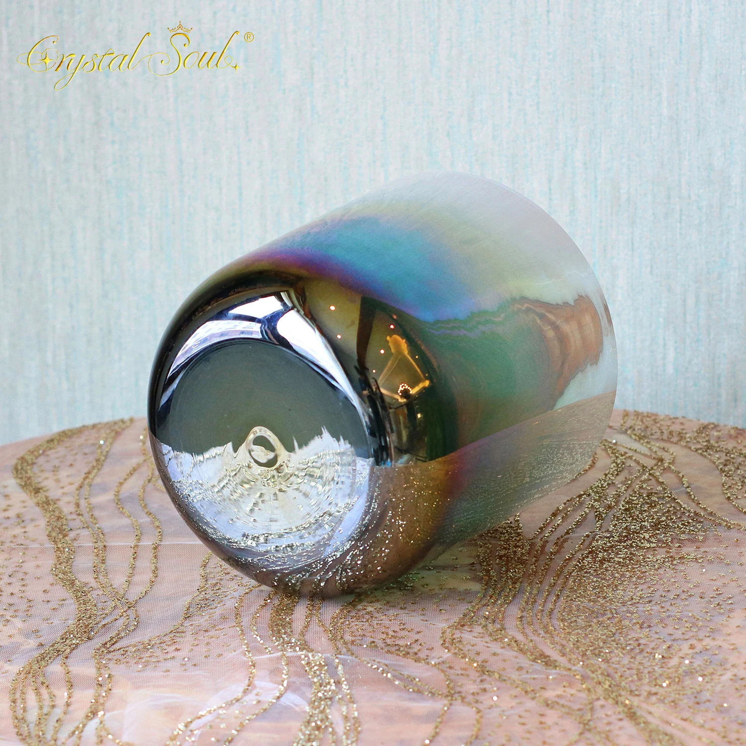 432Hz Special Aurora Gradient Clear Alchemy Crystal Bowl accessories CrystalSoul