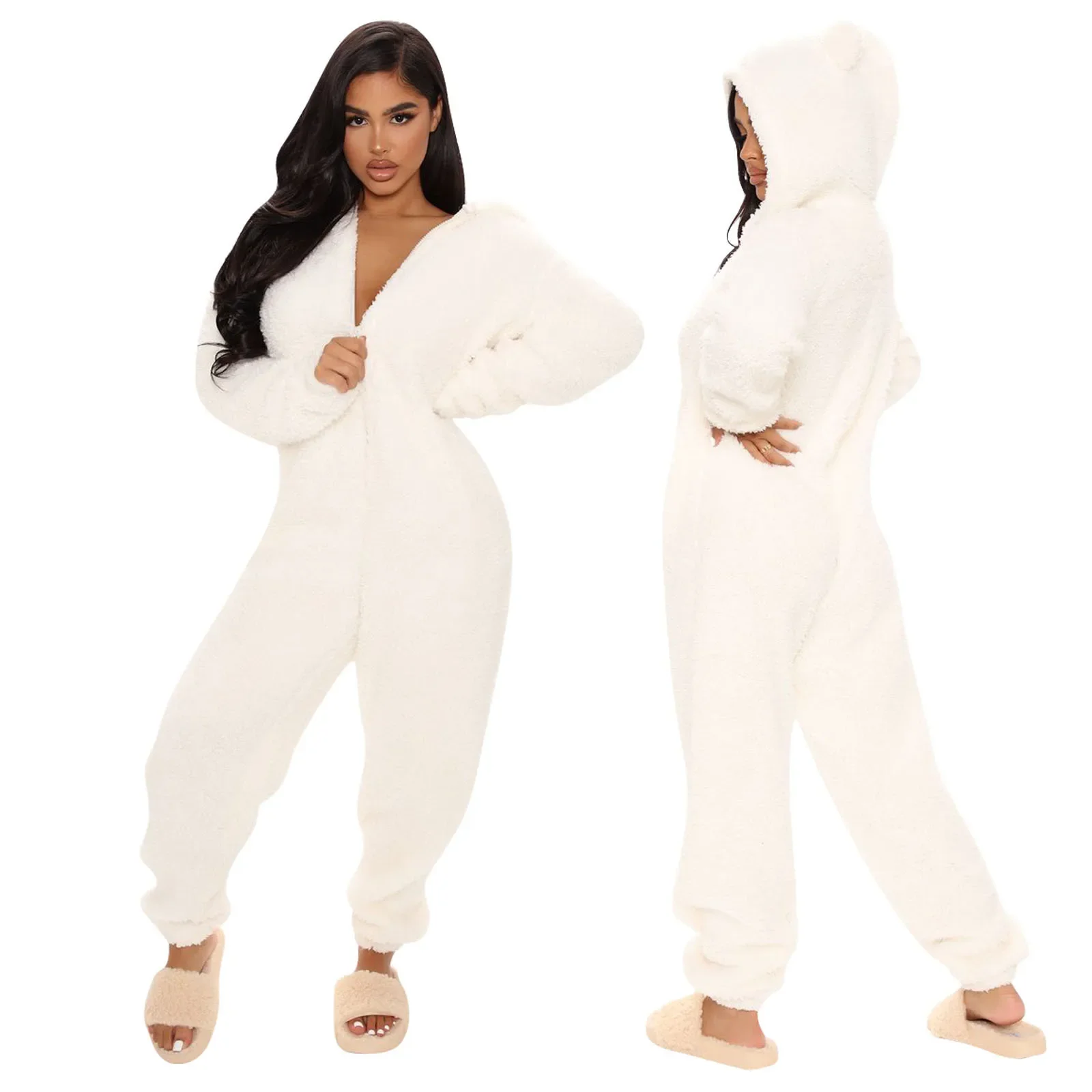 Kigurumi pajamas onesies Cosplay pajamas onesies Women bodysuit sleep wear set Oversize Fur Winter Teddy ear Cute Sleepwear Onesies Jumpsuit Hooded Pajamas Homewear Warm Pajamas Robes Nightgown Thick suit