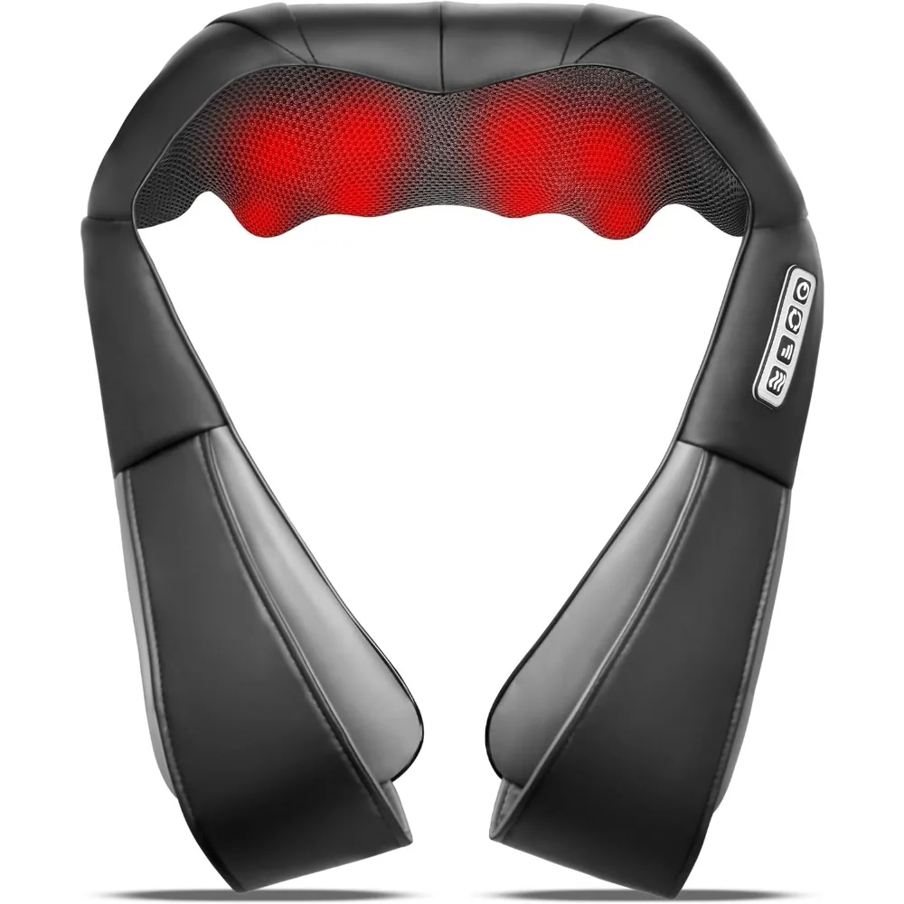 Heat Electric Deep Tissue Kneading Massager for Neck and Back, Ideal Birthday and Special Occasion Gift, Black Grey