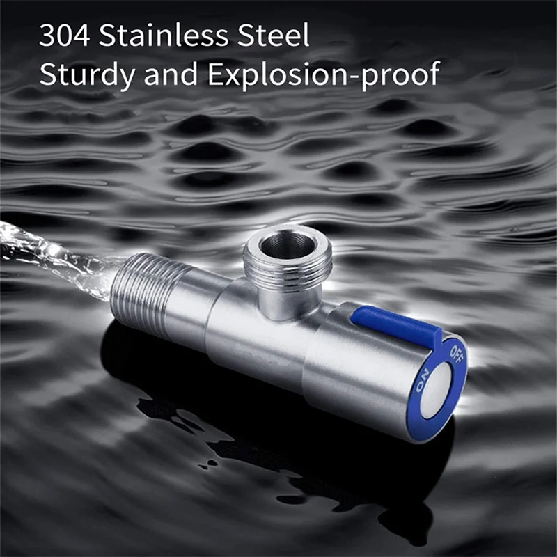 Stainless Steel Hot & Cold Inlet Valve Bathroom Faucet Stop Valve Kitchen Sink Basin Triangle Water Pressure Regulator