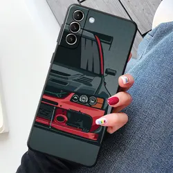 Black Soft Phone Case Featuring Japan JDM Sports Cars Comic Design - GalaxyNote10Plus (B01)