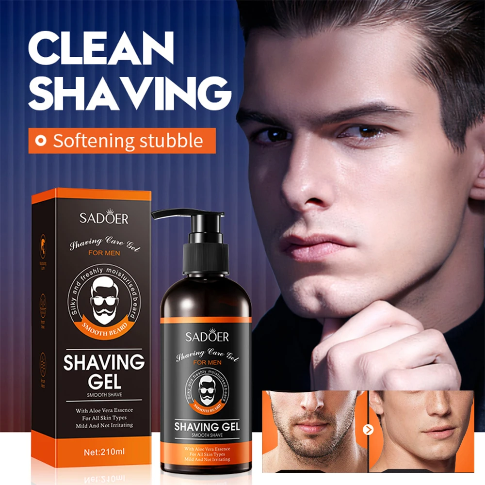 Men's Shaving Gel Soften Sideburn Beard Shaving Cream Painless Clean Moisturize Smooth Beard Care 210g