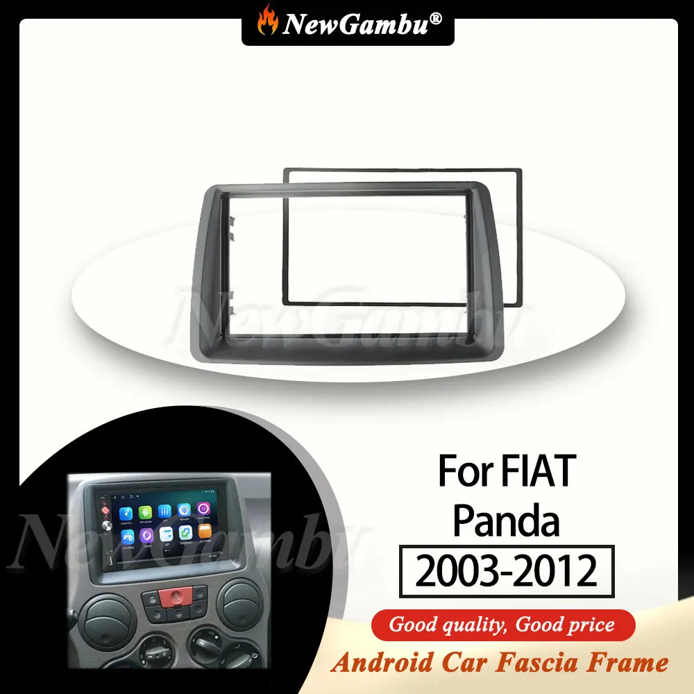Newgambu Car Fascia Frame Double 2 Din Car Radio Fascia Per Fiat Panda 2003-2012 Frame Dash Panel Trim Console Bezel Adapter