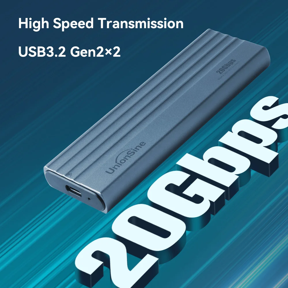M.2 PCIE SSD Case UnionSine 20Gbps 10Gbps Dual Protocol M.2 to USB Type C 3.1 SSD Adapter for NVME NGFF SATA