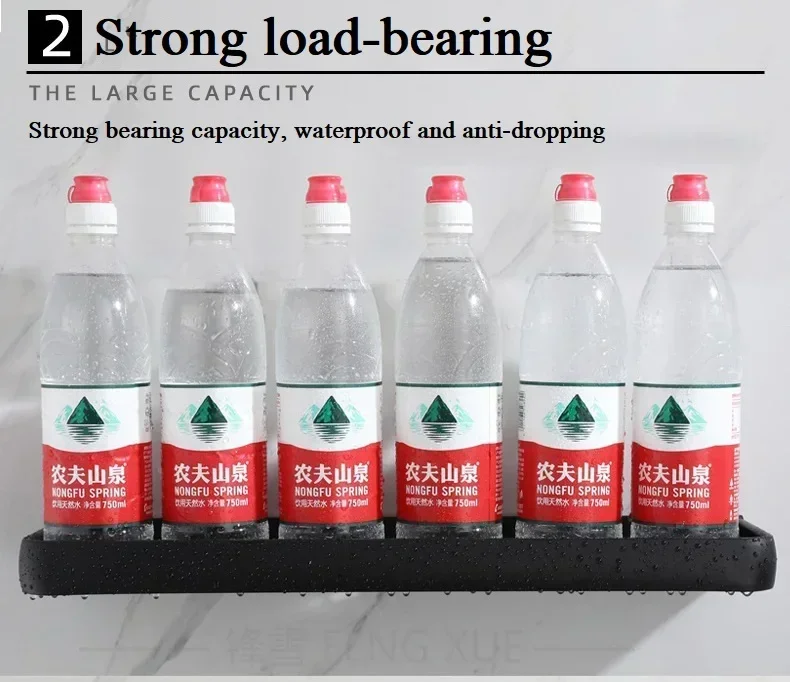 Description Picture 6 of itemBathroom Shelf No Drill Organizer Shower Storage Rack Black Corner Shelves Wall Mounted Aluminum Toilet Shampoo Holder