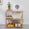 2Tiers Foldable Bamboo Shoe Rack,Multi Tier Shoe Organizer Rack Multifunctional Storage Free Standing Shelf,for Shoes Plant POTS 6