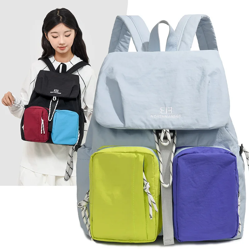 Casual Versatile Color Block Trendy Student Backpack New Oxford Cloth Outdoor Travel Double Shoulder Bag
